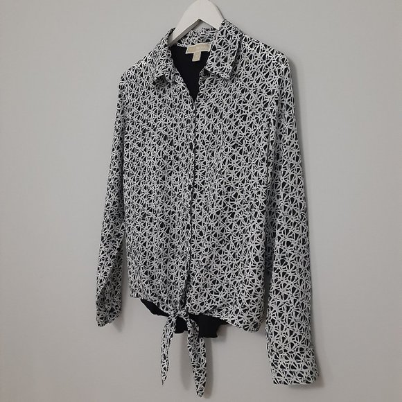 MICHAEL KORS | Front Tie Button Down Blouse - Picture 1 of 16